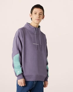 Converse Wordmark Funnel Neck Férfi Sweatshirt Lila | UQLCAPI-HU